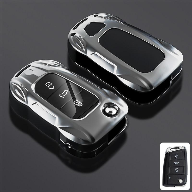 Metal Car Remote Key Cover Case Holder Keychain Shell Fob For VW Volkswagen T-ROC Golf 7 Polo Tiguan T-Cross Jetta EOS Beetle