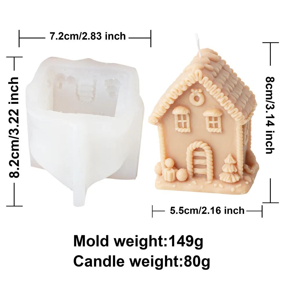 3D Christmas Tree House Candle Silicone Mold Candy Castle Candle Mold Christmas Snow Deer House Resin Gypsum Mold Christmas Gift