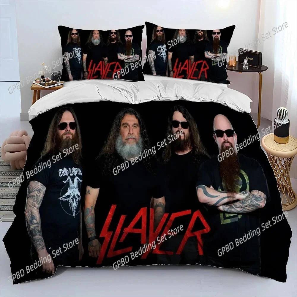 

3D Print Slayer Heavy Metal Bplus Music Beding Set Bedrom Soft Modern Bedspreads Comefortable Soft with Soft Fabric Duvet Cover Quilt Pilowcase 100*200cm Single