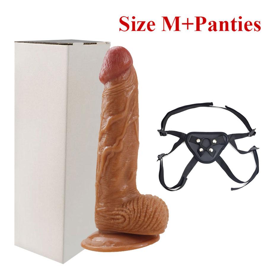 Skin Feeling Realistic Dildo Soft Silicone Huge Penis with Suction Cup Panties Strapon Sex Toys for Woman
