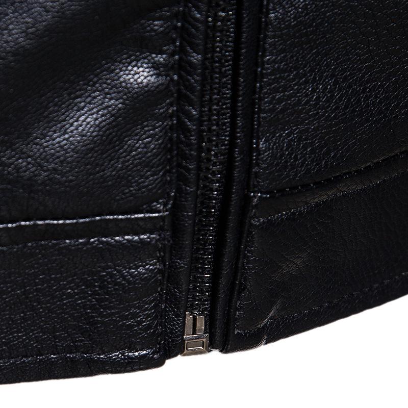 Men's Winter Lapel Leather-Fur PU Jacket - Velvet Lined Business Style