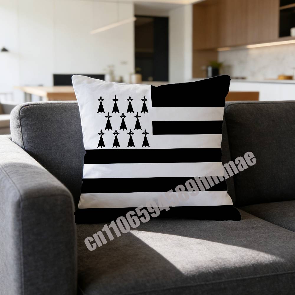 For Brittany France French Region Flag Throw Pillow Case Sham 45X45Cm 35X35Cm Square Bedroom Pillowcase Cushion Cover
