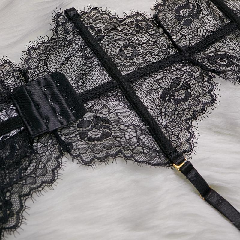 Women's Lingerie Two Piece Sets Women Lace Bra and Panty Set Solid Color Lace Up  Lingerie Set Party Underwear