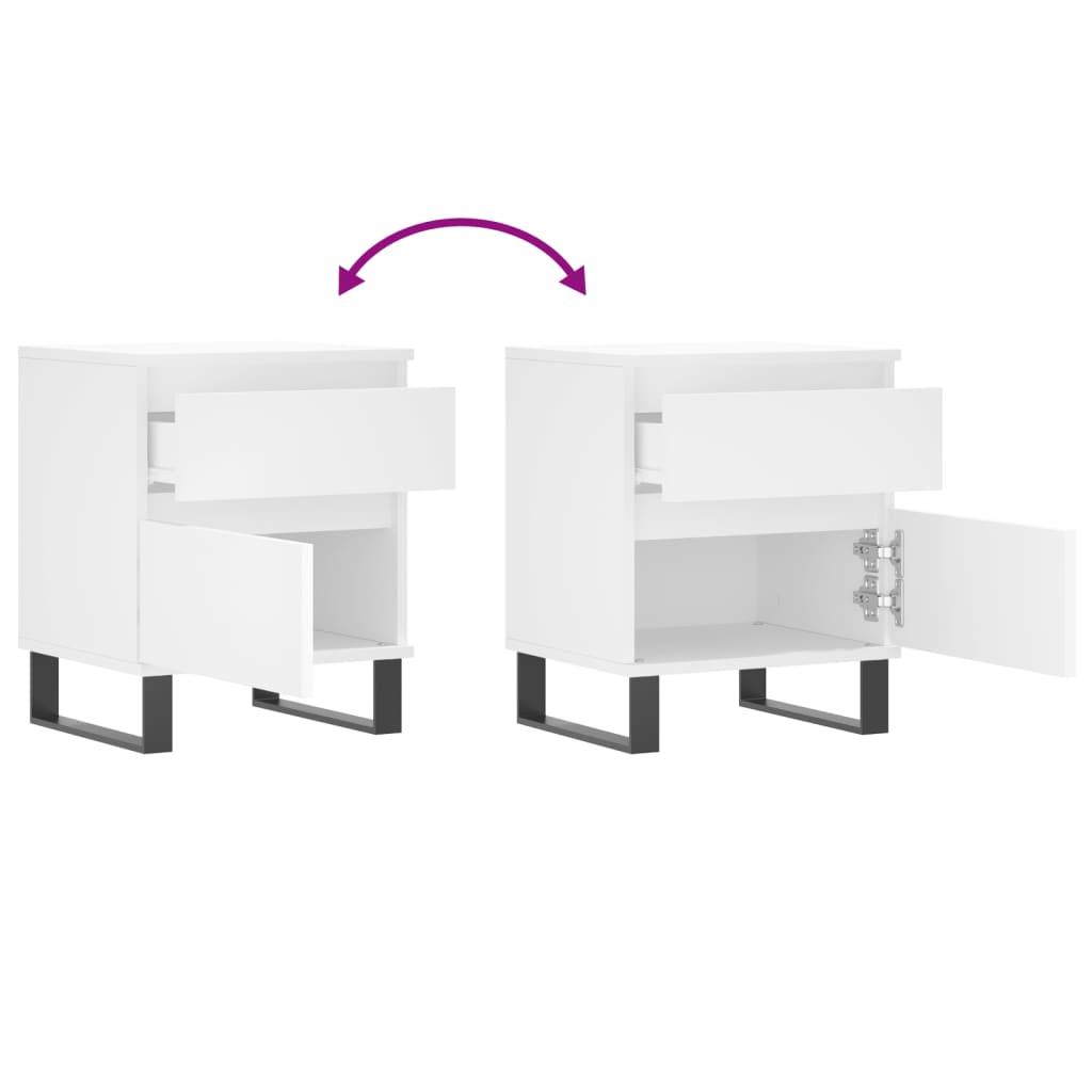 Nightstand White 40 X 35 X 50 Cm Particleboard