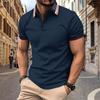 Men Solid Lapel Collar Striped Patchwork Polos Shirts Summer Tops Casual Short Sleeve Polo Shirt
