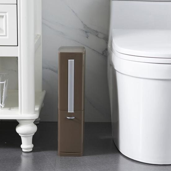 Narrow Trash Can Bathroom Toilet Brush Waste Bin Bucket Garbage Bag Dispenser