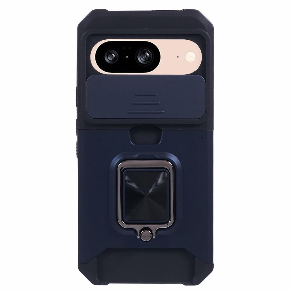 Pro Google Pixel 9/Pixel 9 Pro Pouzdro Držák na karty PC+TPU Stojánek Kryt telefonu s ochranou objektivu