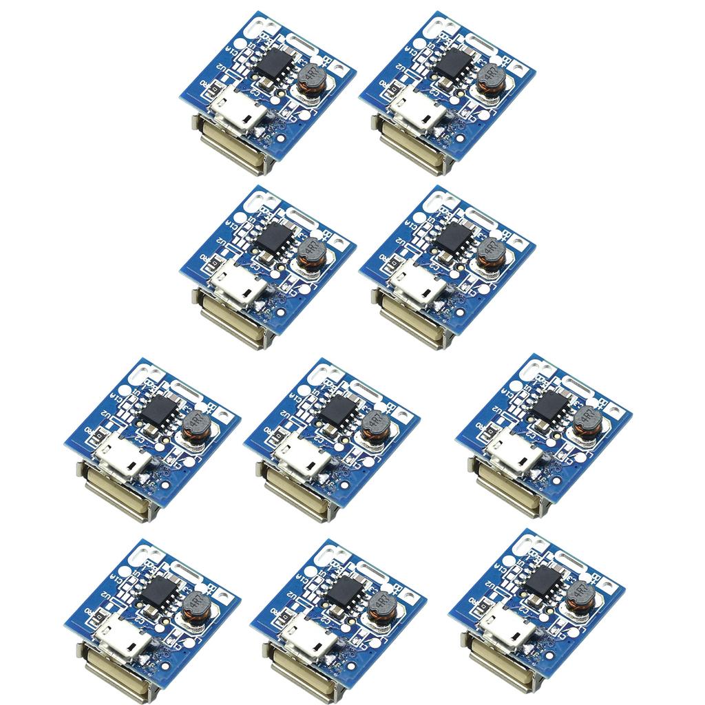 Pack of 10pcs 5V Step Up Board for Lithium Battery Charging Protections with Built-in Intelligent Temperature Control