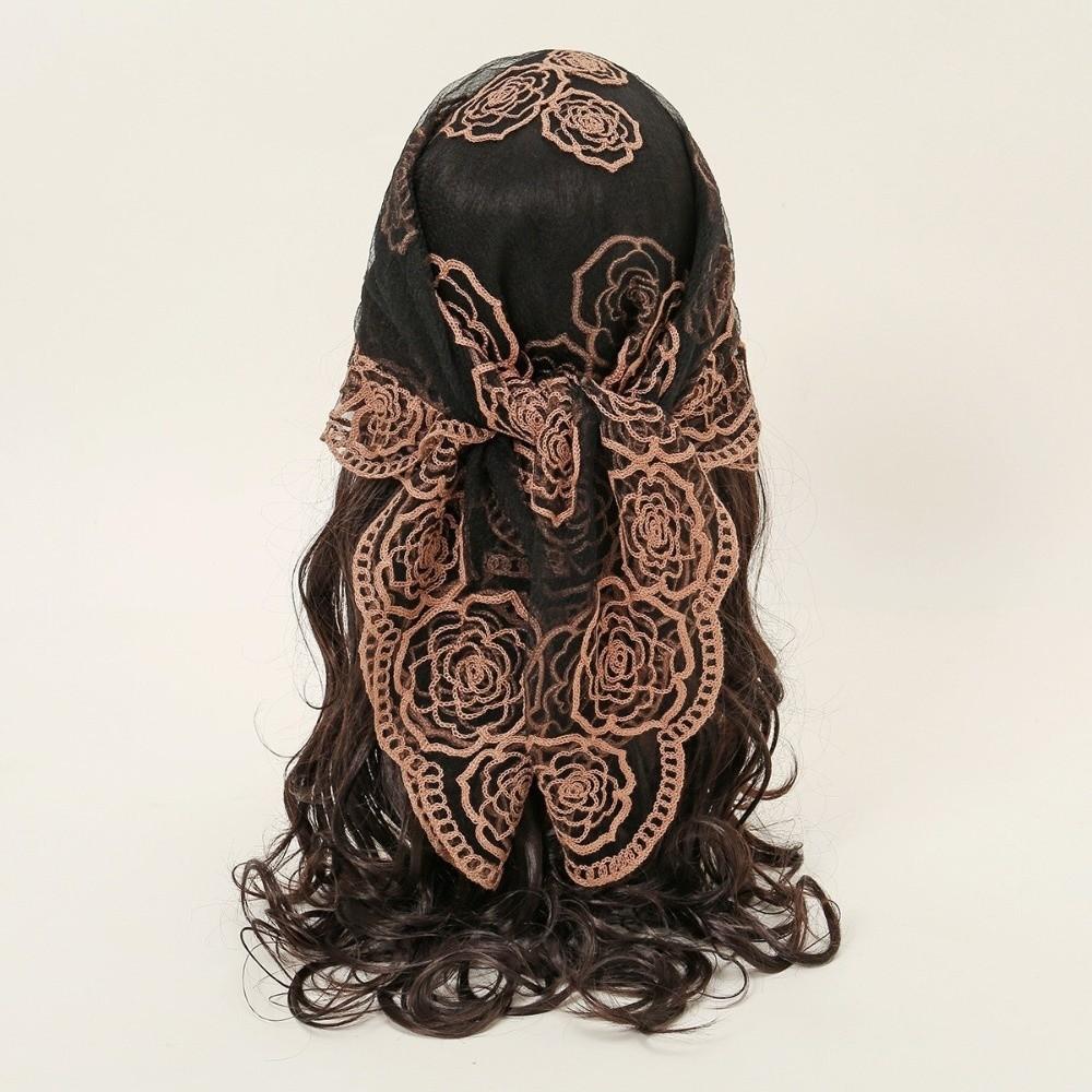 Floral Embroidery Lace Scarf Lightweight Sunscreen Shawls Fashion Headscarf Summer
