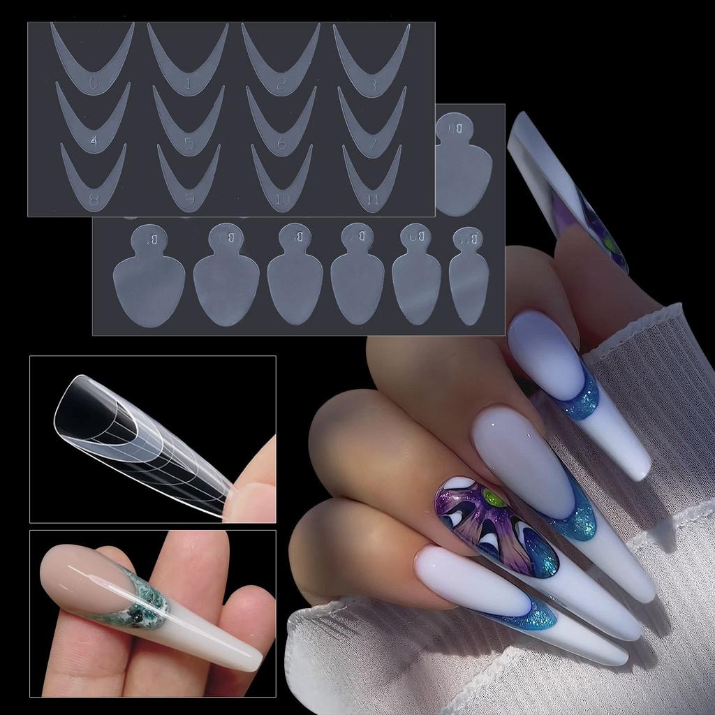 Nail Form Mould French Line Stickers for Nail Extensions Reusable Manicure Tools French Nail Tips Drawing Guide Stickers