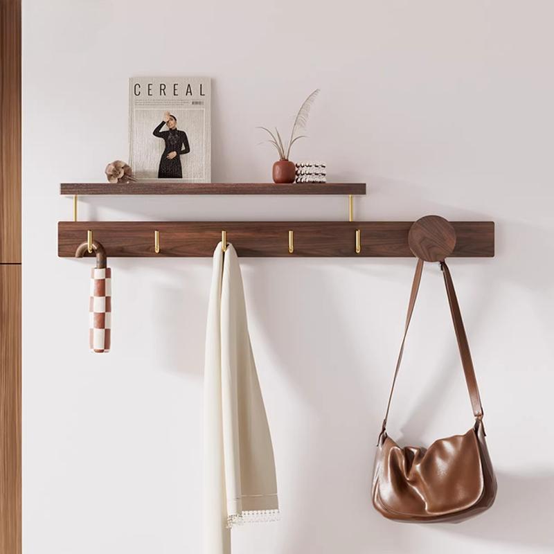 Wall-mounted Clothes Racks Solid Wood Clothes Hanger Hooks Multifunctional Household Coat Hooks Living Room Organization Shelf