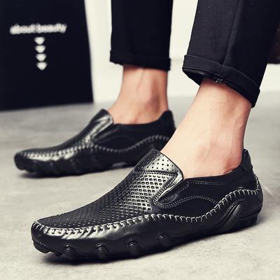 Fashion Summer Men's Punching Leather Loafers Non Slip Walking Breathable Outdoor Casual Hollow Out Sneakers Male Business Office Shoes