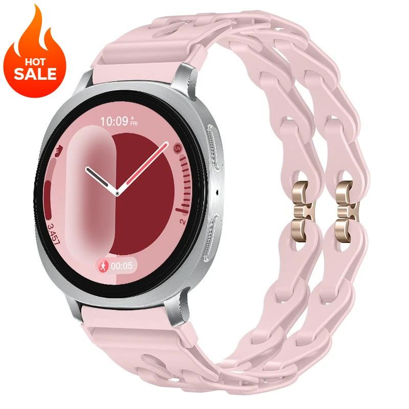 

Ремешок для Samsung Galaxy Watch 8/8 classic/Ultra 47мм 44мм 40мм 46мм Скелетная цепочка Силиконовый браслет ремешок Galaxy Watch 8 Ремешок Galaxy Watch 8 40mm розовый