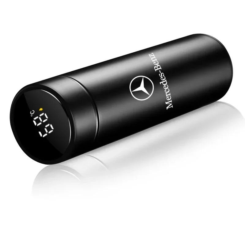 XDFMN1 Hot 2026 For Benz AMG Badge Car Smart Thermos Bottle With Temperature Display Coffee Cup For Mercedes Benz New A/B/C/E/S Class W