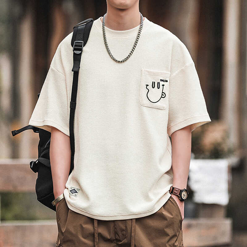 

Японский вафельный стрейч облегающий мятый свободный мужской с коротким рукавом модные футболки с коротким рукавом удобная легкая футболка 8XL абрикосовый