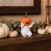 Halloween Themed Collectibles Pumpkin Head Mummy Statue, Funny Decorations, Cute Sitting Unique Party Supplies Resin Figurine for Desktop Shelf Sitter