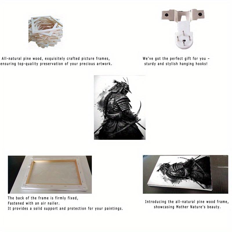 Framed Art Canvas Poster Japanese Samurai Sword Dagger Painting Wall Decoration Home and Dormitory Decoration with Frame
