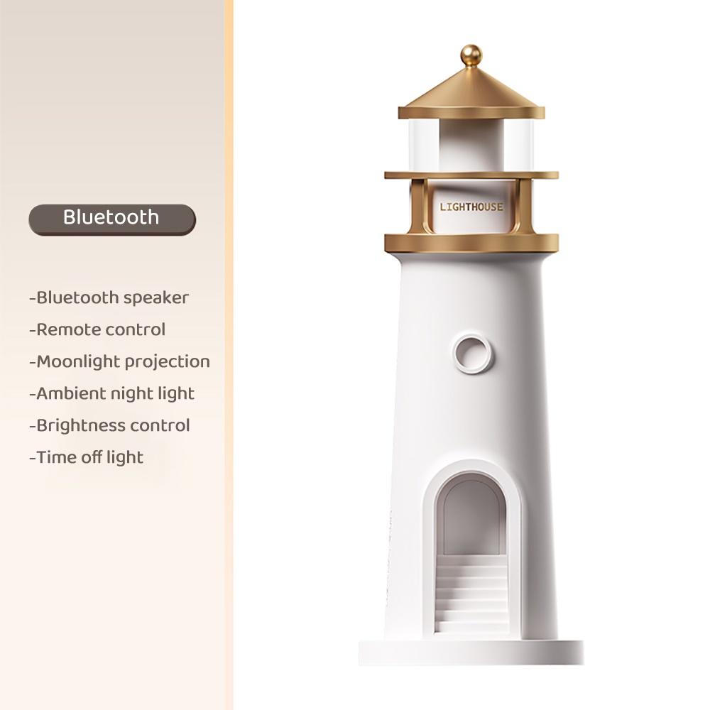 Moon Projection Lighthouse Night Lights Bluetooth Speaker Human Sensor Remote Control Soundbar Music Box Timed Lights Off Gifts