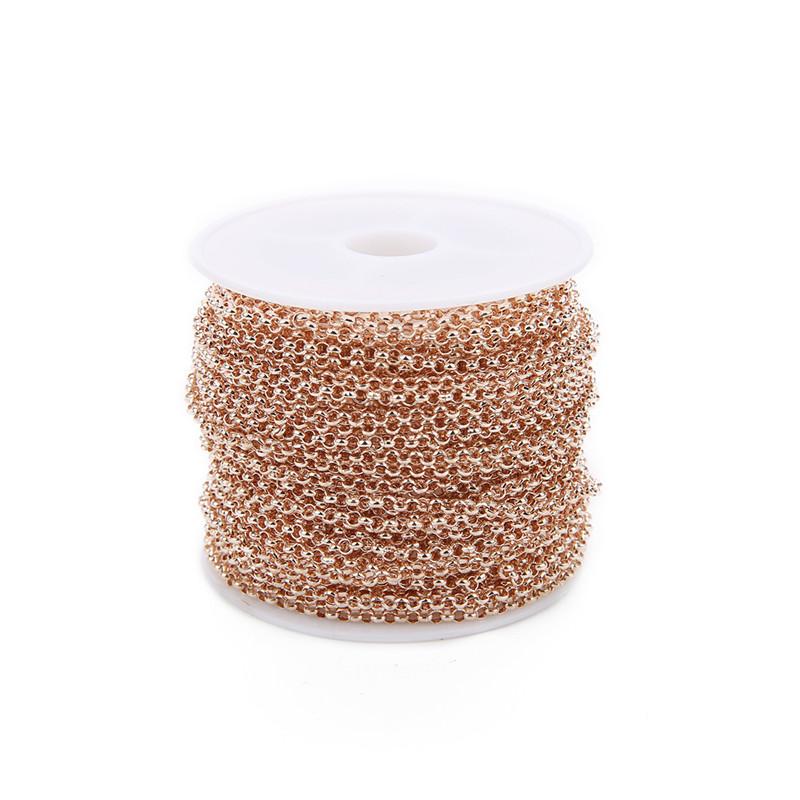 10 Yard 2/3mm Metal Iron Rolo O Link Chains Bulk Chain Gold Color for Diy Bracelet Necklaces Making Findings Wholesale