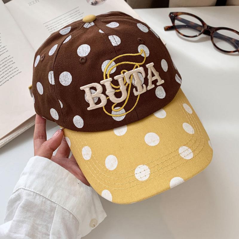 Polka Dot Embroidery Baseball Cap Children Spring and Summer Wide Brim Show Face Small Outdoor New Sunshade Cap