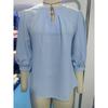 Maglia a maniche lunghe in chiffon con scollo a V e foro per serratura, primavera estate, per donna