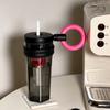 700Ml Summer Cup Milky Tea Cup Cute Wind Belt Straw Water Bottle with Handle Large Capacity Kettle