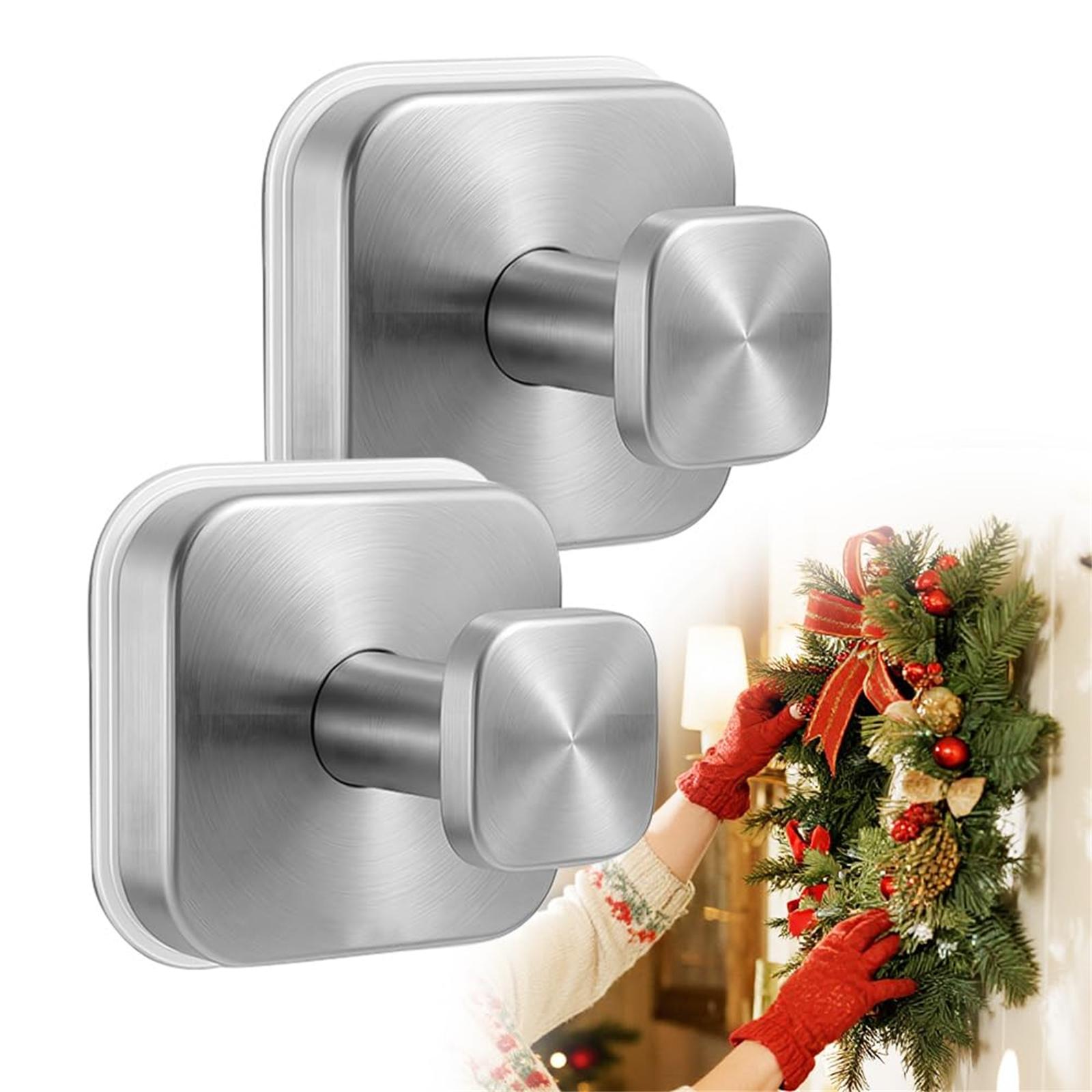 

Крючки на присосках для дверных венков, Модернизированный держатель для венков на присоске для стеклянной входной двери, Металлические крючки для полотенец для окна, зеркал в ванной комнате, осеннего декора One Size серебряный