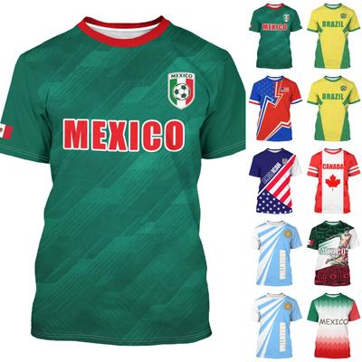 Argentina Soccer Fan Jersey Unisex Short Sleeve Shirt Lightweight Breathable Athletic Tee for Sports Events Supporters
