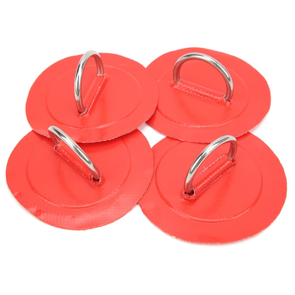 4 Pezzi Gommone DRing Pad Patch PVC Durevole Marino Acciaio Inossidabile Fibbia Fissa(Rosso )