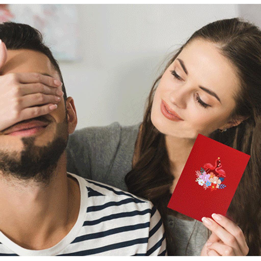 Pop-Up Grußkarten 3D Floral Flamingo Pop-Up Karte Geburtstagskarte Geschenkkarten für Valentinstag Abschluss Jubiläum