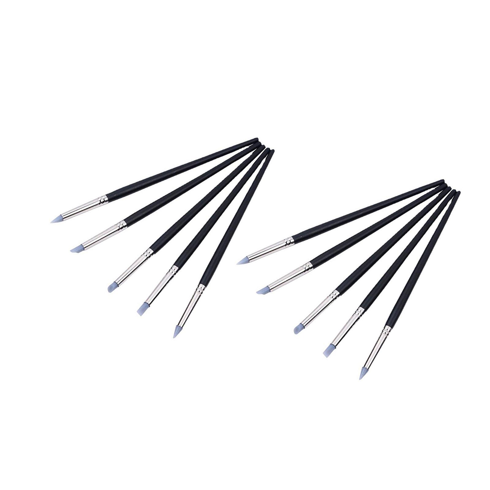 

10 шт. Силиконовый инструмент для лепки из глины, деревянная ручка, инструмент для моделирования и резьбы по гончарной глине, для придания формы глине, нейл-арта, смешивания