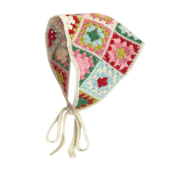 

Повязка на голову во французском стиле, вязаная крючком, цветочная, на шнуровке, треугольная, на голову, в стиле Хэллоуина, вязаная бандана, аксессуар для волос красный