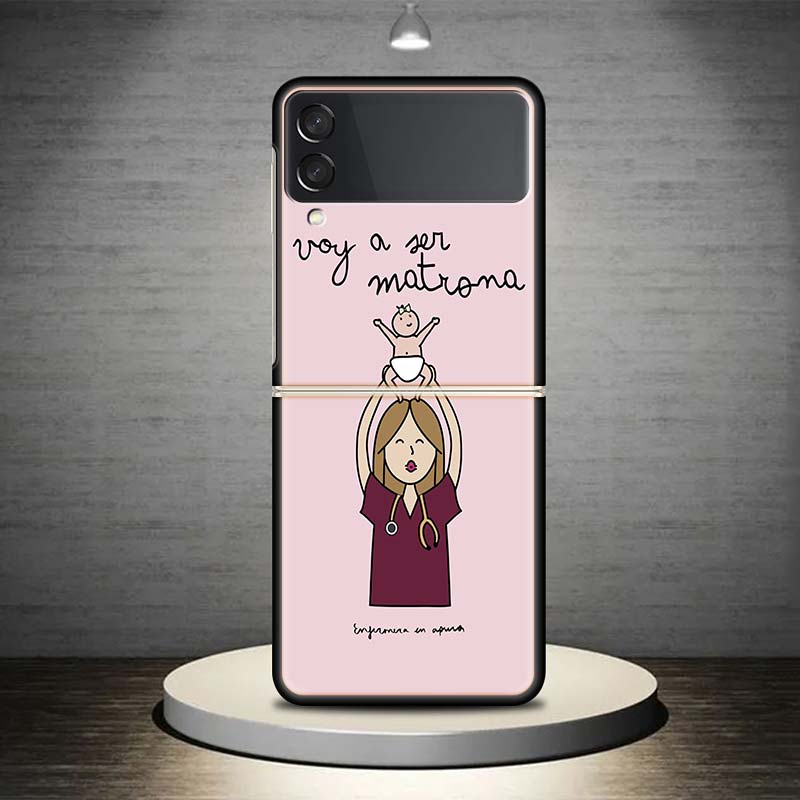 Funny Medicine Nurse Doctor For Samsung Galaxy Z Flip 4 3 5G Phone Case Black Hard Cover ZFlip 4 3 Luxury Shockproof Bumper Coqu