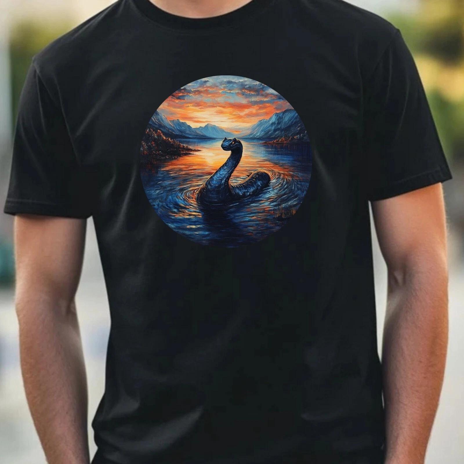 T-Shirt Herren Monster von Loch Ness Portrait Motiv Baumwolle Größe XS bis 5XL L