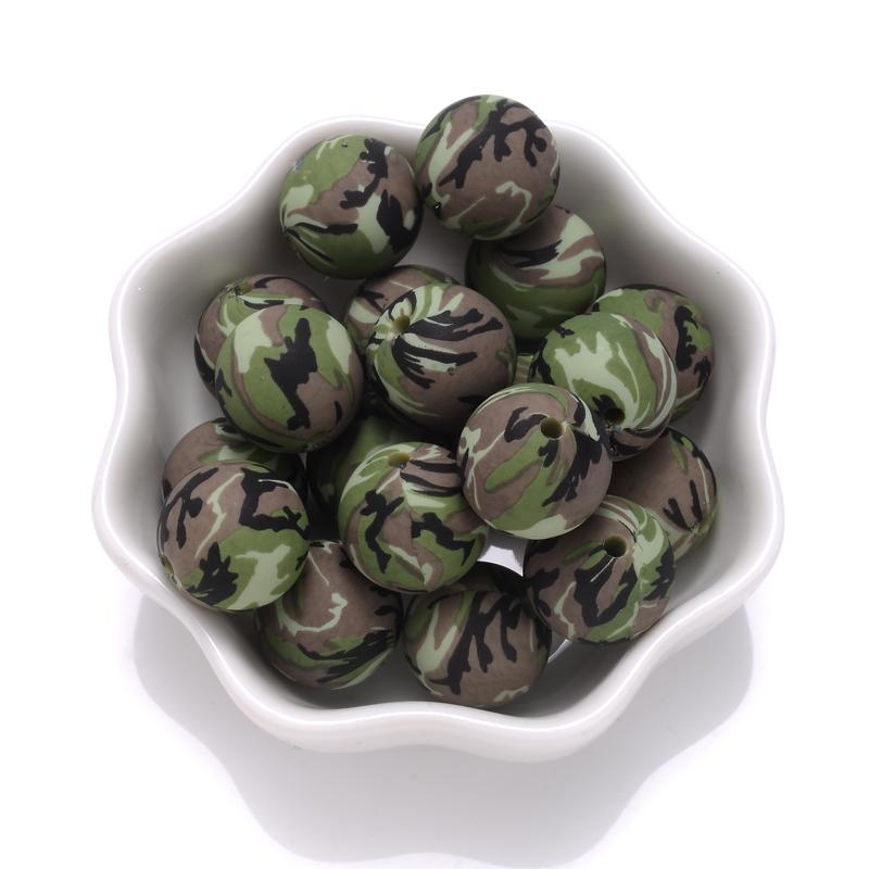 10Pcs 15mm Colorful Print Leopard Pattern Silicone Beads Ball Shape Teething Jewelry Beads For Teether Pacifier Chain Necklace