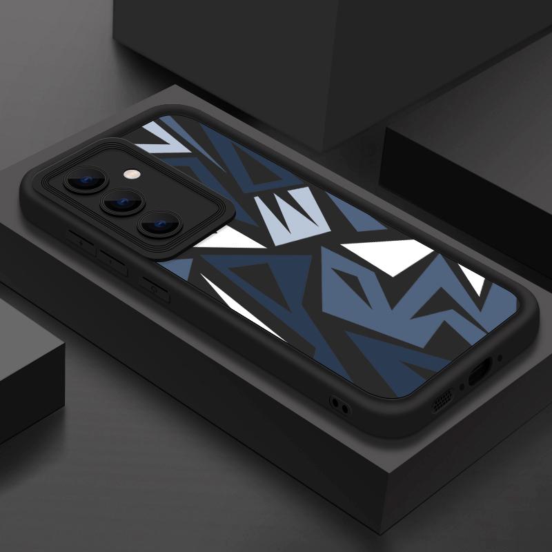 Geometrický Vzor Nárazuvzdorné TPU Pouzdro Pro Samsung S25 Ultra S24 FE S23 A56 A36 A16 A15 A55 A35 Matná Ochrana Objektivu Měkký Silikonový Kryt na Telefon