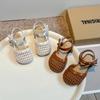 Kleinkind Mädchen Sandalen Kinder Sommer Sandalen Einfarbig Aussparungen Kinder Lässige Gewebte Mode Lauf Flache Sandalen Seite Schleife