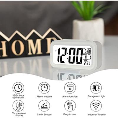 Battery Digital Alarm Clock With Wide LED Display And Temperature, Bright Night, Snooze, System 12/24 Hours, Date, Calendar, For Bedroom Bedside Table