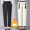 Middle-aged Women's Velvet Thickened Pants, Mother's Loose Straight Thermal Pants, Old Lady's High-waisted Lamb Wool Cotton Pants