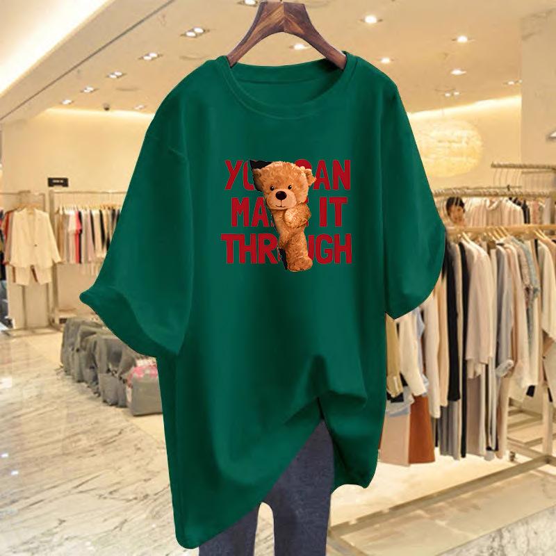 

Женская хлопковая футболка большого размера с принтом букв в стиле кэжуал - Свободный крой для ранней весны и лета Triple Extra Large (XXXL)