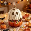 Festive Halloween Table Decor Light Up Ghost Pumpkin Decoration, Vintage Detachable Lamp with Indoor Fall Decorations LED Candle for Kitchen Tabletop
