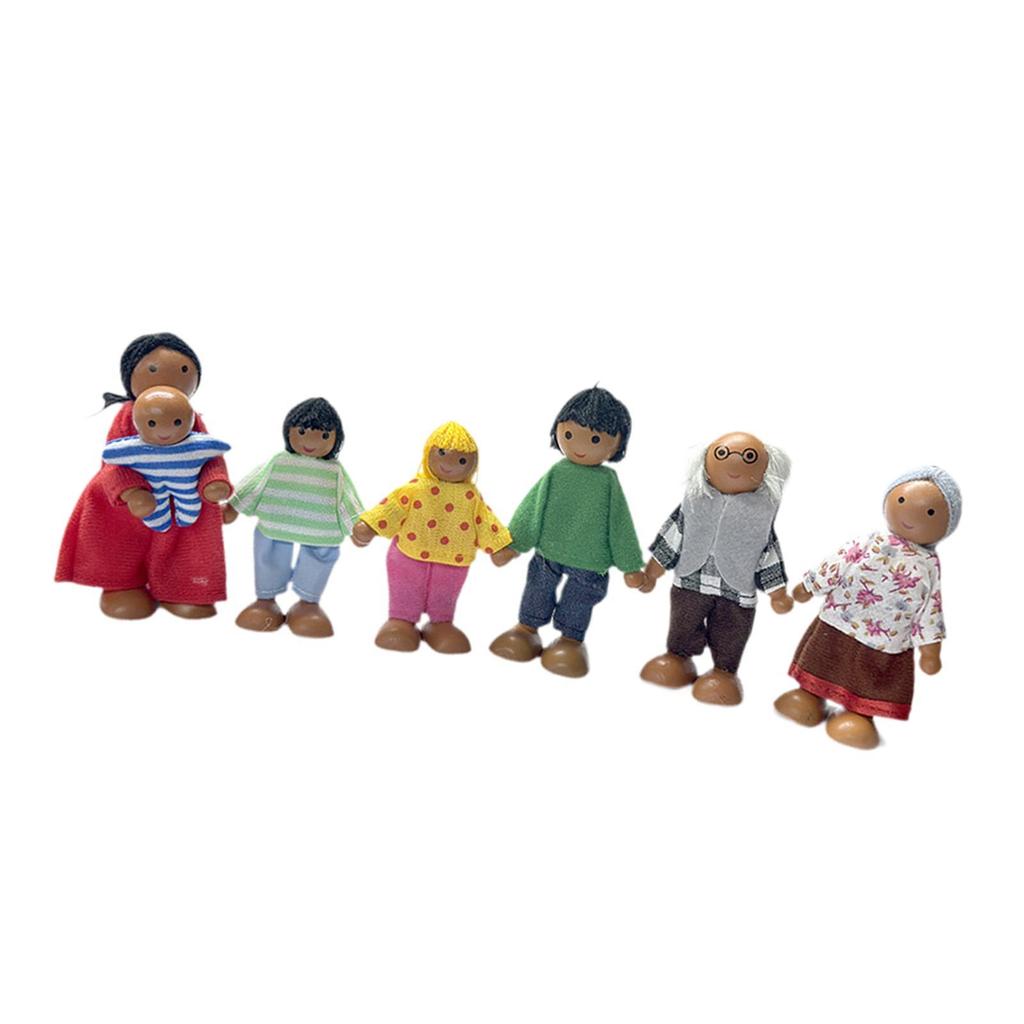 7 Stück Holzfiguren Set Puppenhaus Menschen Niedliche Puppen Spielset Frühe Bildung Miniatur