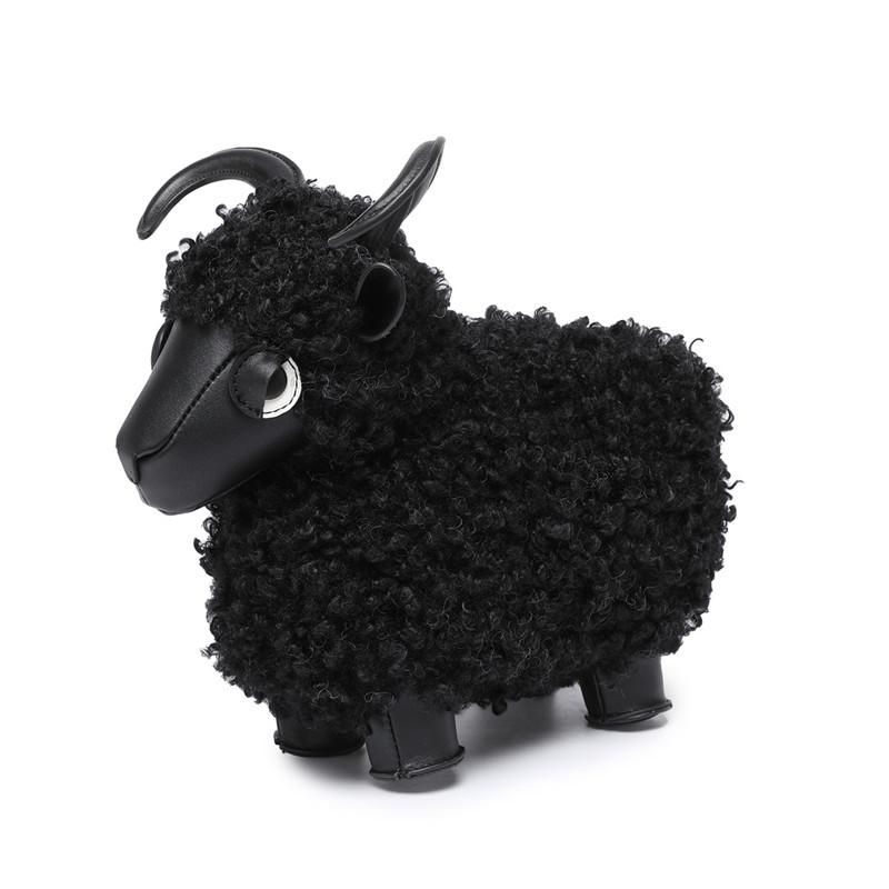 

New Fashion Design Cute Sheep Shape High-end Crossbody Bag Women s Soft Animal Cartoon Handbags Lady Trendy Luxury Dress Bag чёрный