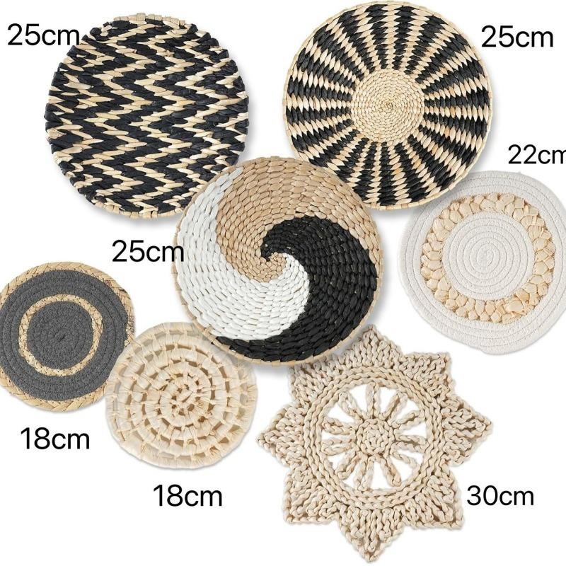 3/4/7pcs Bohemian Style Wall Basket Set Hanging Wall Basket Decoration Bohemian Style Wall Decoration Environmental Round Art