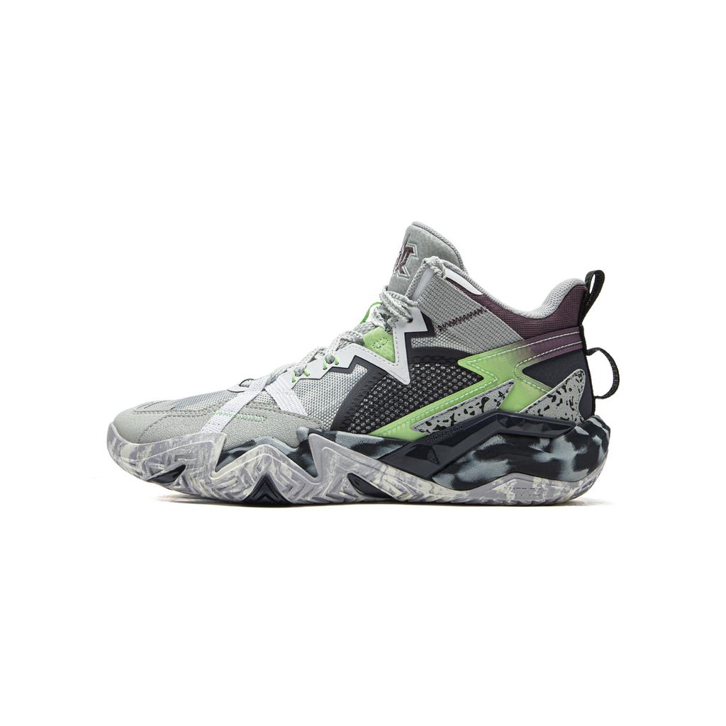 Li Ning Kids Basketball Synthetic Leather Fashion Sports Simple Non-Slip Wear-Resistant Rebound Support Mid-Top Kids Basketball Shoes YKBV012-9