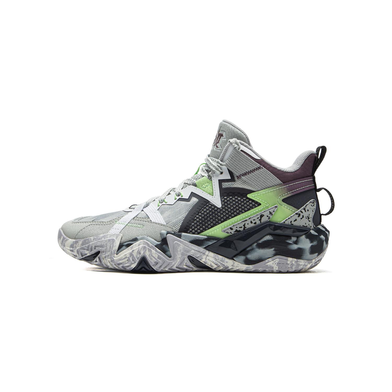 

Li Ning Детские баскетбольные кроссовки из синтетической кожи, модные, спортивные, простые, нескользящие, износостойкие, с амортизацией, средней высоты, детские баскетбольные кроссовки YKBV012-9 37