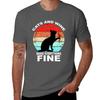 Cats And Wine Make Everything Fine TShirt Work Daily Short Sleeve Top