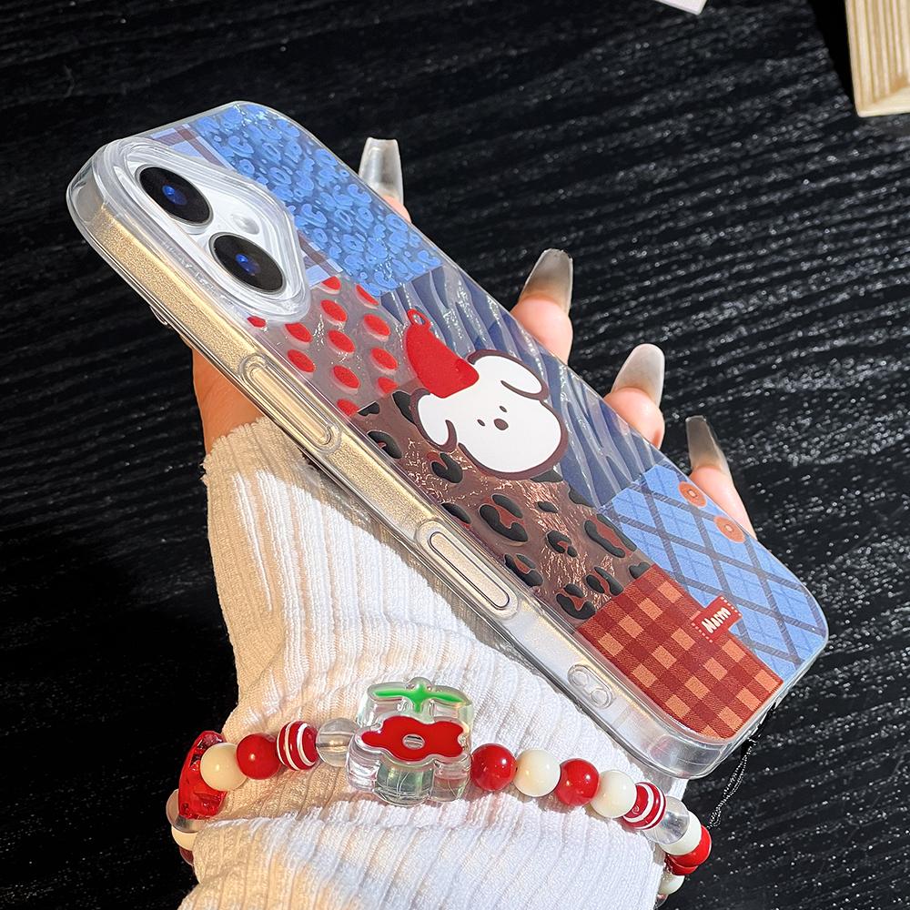 Bracelet Chain Painted Phone Case For iPhone 16 11 12 13 14 for 12 14 16 Pro 14 16 Pro Max Cute Pattern Hard Cover With Lanyard