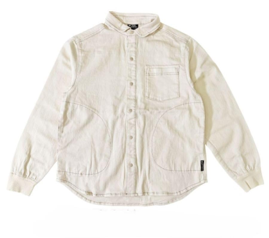 

Куртка-рубашка Gym Master 10 унций стрейч деним Кацураги для мужчин и женщин, повседневная, для улицы, рукав, воротник, верхняя одежда, осень, зима,