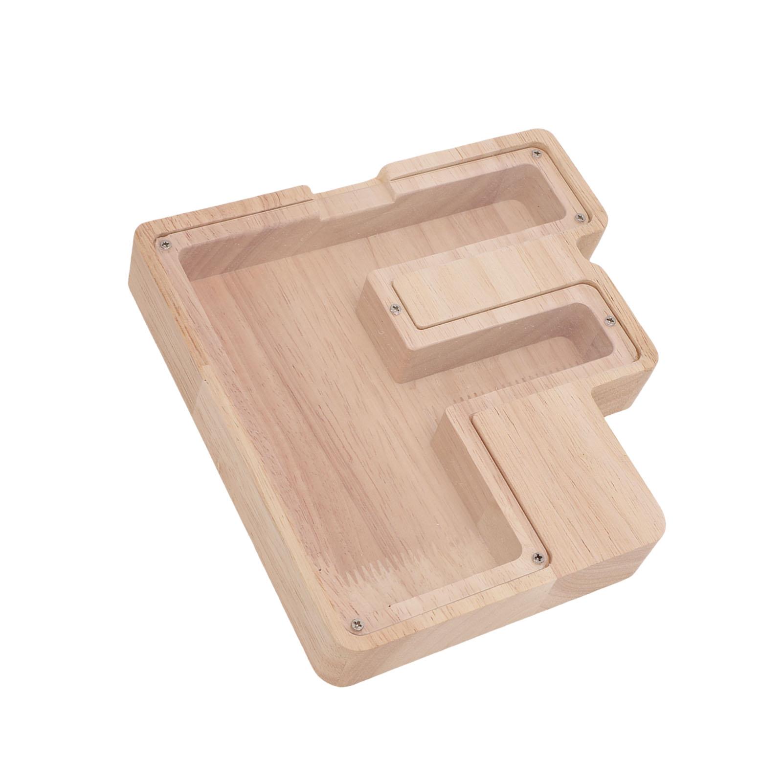 

Wooden Letter Bank for Kids Large Capacity Alphabet F Money Bank Transparent Home Decoration